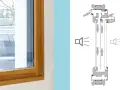 Fenêtre en bois avec vitrage acoustique 50 dB. Schéma montrant la réduction du bruit extérieur.
