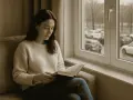 Une femme lit un livre près d'une fenêtre phonique, profitant du calme malgré le bruit extérieur.