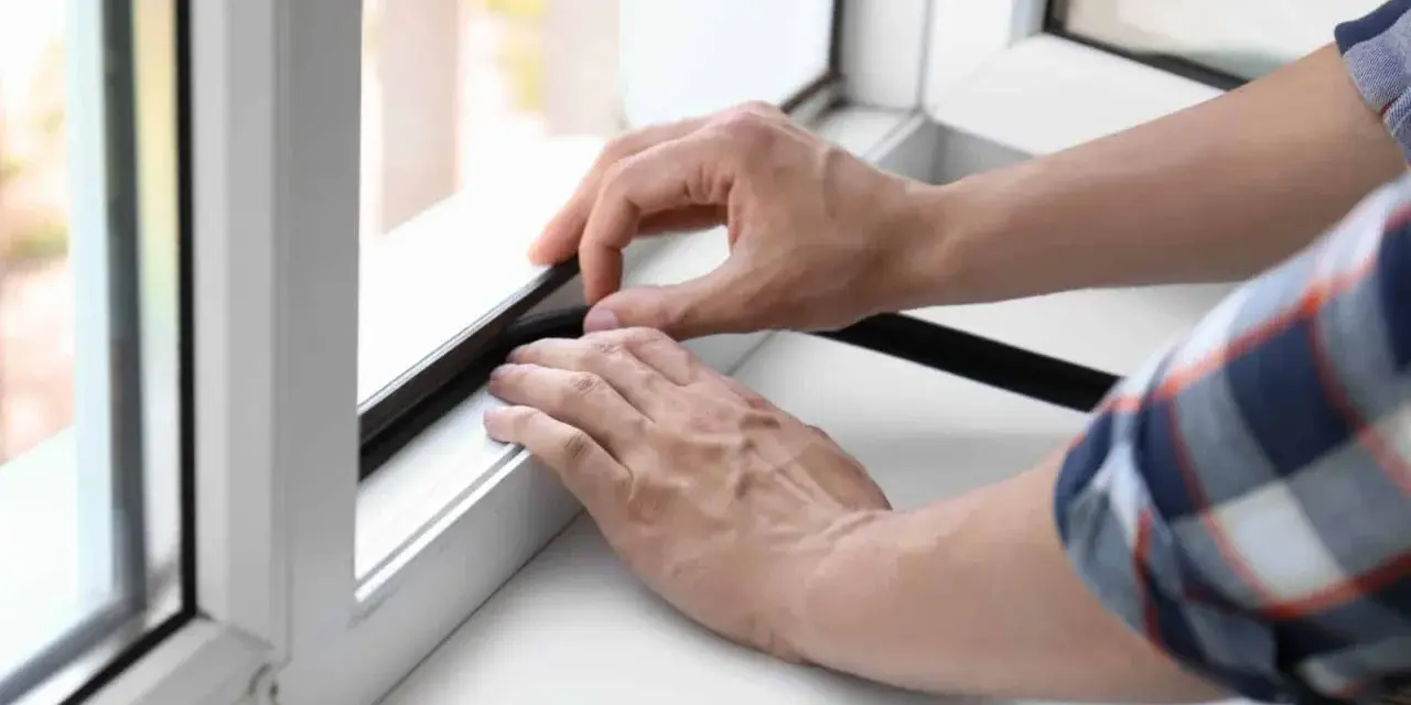 Pose d'un joint pour réduire le bruit de ventilation d'une fenêtre.
