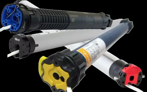 Moteurs tubulaires pour volets roulants, marques Nice, Somfy et Simu.