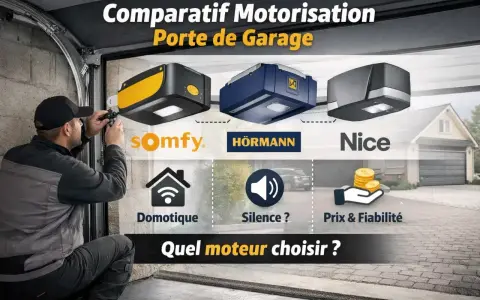 Comparatif de motorisations de porte de garage : Somfy, Hörmann, Nice. Quel moteur choisir pour domotique, silence et prix ?