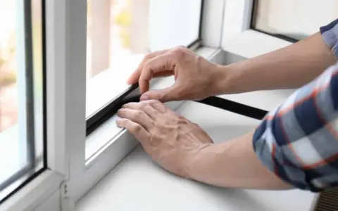 Pose d'un joint pour réduire le bruit de ventilation d'une fenêtre.