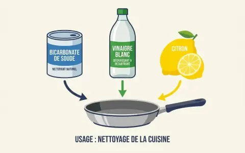 Nettoyer inox avec bicarbonate de soude, vinaigre blanc et citron pour un nettoyage de cuisine efficace.