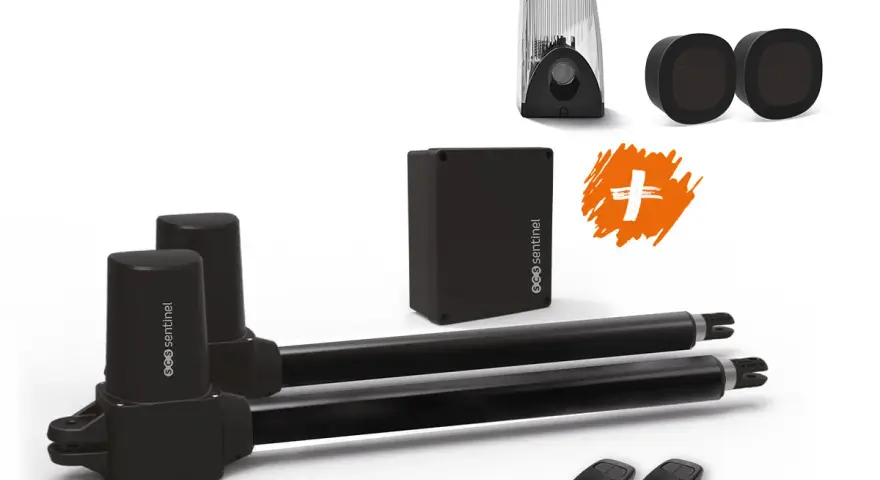 Kit motorisation portail : vérins, boîtier, télécommandes, feu clignotant. Quelle huile pour vérin de portail ? Ce kit Sentinel est prêt à l'emploi.