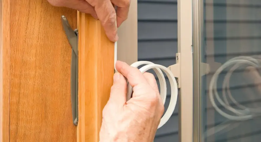 Pose d'un joint pour une meilleure fenêtre isolation thermique.